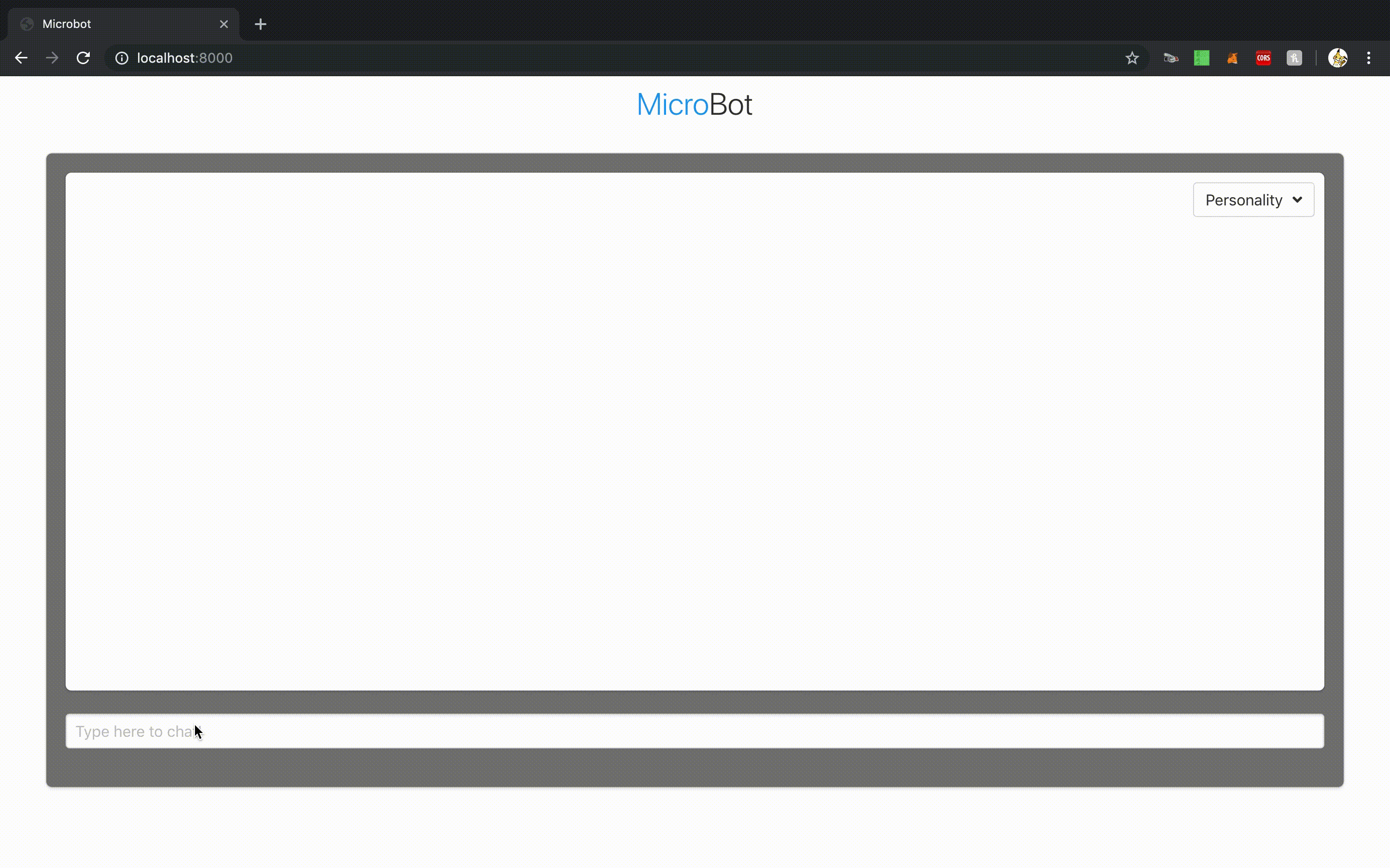 Animated example of a conversation with the chatbot