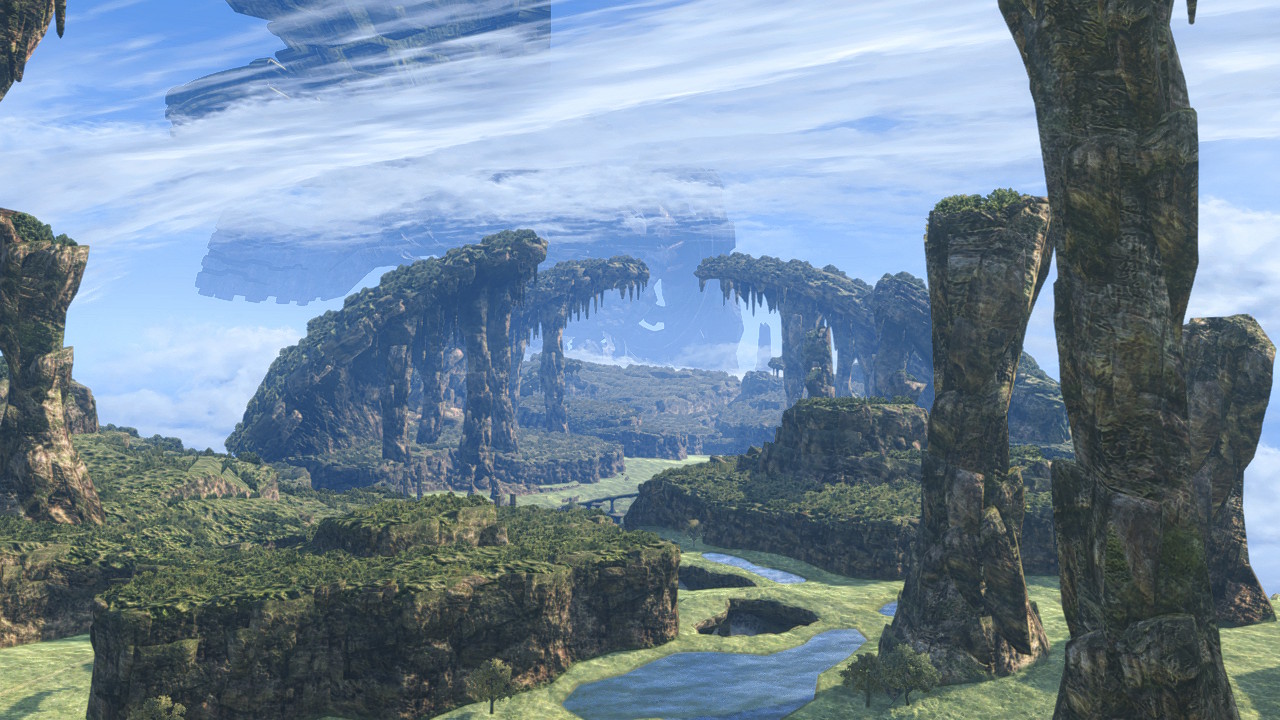 The view from Believer’s Paradise across winding paths and tall natural stone arches.